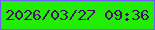 文字の大きさ：1、枠の色：705dff、背景の色：23ec05、文字の色：401166 無料ブログパーツのブログ時計