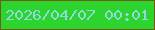 文字の大きさ：2、枠の色：705e16、背景の色：2cd42d、文字の色：8fdadc 無料ブログパーツのブログ時計