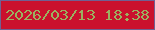 文字の大きさ：5、枠の色：706092、背景の色：ca112d、文字の色：9bb160 無料ブログパーツのブログ時計