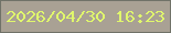 文字の大きさ：4、枠の色：707268、背景の色：a9a194、文字の色：e0f76c 無料ブログパーツのブログ時計