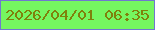 文字の大きさ：5、枠の色：7077d0、背景の色：75f660、文字の色：7f810b 無料ブログパーツのブログ時計