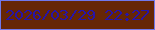 文字の大きさ：1、枠の色：7078ec、背景の色：662606、文字の色：2714a9 無料ブログパーツのブログ時計