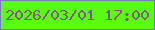 文字の大きさ：4、枠の色：707fb3、背景の色：5bfc10、文字の色：7c5b80 無料ブログパーツのブログ時計