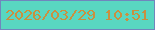 文字の大きさ：1、枠の色：7086bd、背景の色：59d7c1、文字の色：ca903f 無料ブログパーツのブログ時計