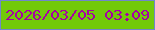 文字の大きさ：1、枠の色：7087cb、背景の色：72ca09、文字の色：a700a4 無料ブログパーツのブログ時計