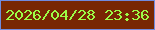 文字の大きさ：2、枠の色：708bdf、背景の色：782703、文字の色：9cfe46 無料ブログパーツのブログ時計