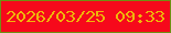文字の大きさ：5、枠の色：708f12、背景の色：f6091b、文字の色：efb50b 無料ブログパーツのブログ時計
