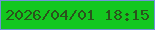 文字の大きさ：3、枠の色：7093d8、背景の色：13c71f、文字の色：2a531c 無料ブログパーツのブログ時計