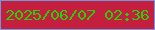 文字の大きさ：2、枠の色：7098df、背景の色：c51f3f、文字の色：2ad007 無料ブログパーツのブログ時計