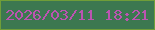 文字の大きさ：1、枠の色：709e38、背景の色：3c7850、文字の色：bc54b1 無料ブログパーツのブログ時計