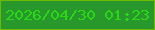 文字の大きさ：5、枠の色：70b902、背景の色：29982c、文字の色：29d816 無料ブログパーツのブログ時計