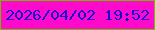 文字の大きさ：2、枠の色：70bb00、背景の色：fe0acb、文字の色：1b0ad2 無料ブログパーツのブログ時計