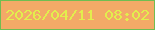 文字の大きさ：4、枠の色：70bd51、背景の色：f3aa67、文字の色：e2ee4d 無料ブログパーツのブログ時計