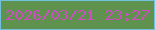 文字の大きさ：1、枠の色：70c1dd、背景の色：5e924e、文字の色：cd4ebe 無料ブログパーツのブログ時計