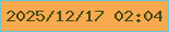 文字の大きさ：3、枠の色：70c3d2、背景の色：f6a94d、文字の色：464a18 無料ブログパーツのブログ時計