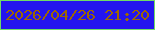 文字の大きさ：3、枠の色：70dc65、背景の色：2415ee、文字の色：9d6701 無料ブログパーツのブログ時計
