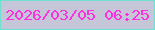 文字の大きさ：4、枠の色：70ded1、背景の色：c6c6d9、文字の色：fa31dc 無料ブログパーツのブログ時計