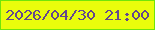 文字の大きさ：3、枠の色：70e50a、背景の色：e9fd0c、文字の色：64488e 無料ブログパーツのブログ時計