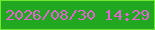 文字の大きさ：3、枠の色：70e932、背景の色：22a721、文字の色：e562d2 無料ブログパーツのブログ時計