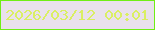 文字の大きさ：4、枠の色：70ee15、背景の色：e9e1ec、文字の色：daef63 無料ブログパーツのブログ時計