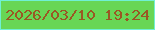 文字の大きさ：4、枠の色：70f0d4、背景の色：68d655、文字の色：9a5724 無料ブログパーツのブログ時計