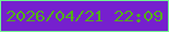 文字の大きさ：3、枠の色：70f592、背景の色：7620ce、文字の色：54af17 無料ブログパーツのブログ時計