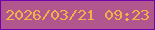 文字の大きさ：5、枠の色：7102ac、背景の色：b1578e、文字の色：f4b04a 無料ブログパーツのブログ時計