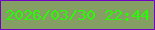 文字の大きさ：4、枠の色：7102c4、背景の色：859e64、文字の色：28fb06 無料ブログパーツのブログ時計