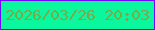 文字の大きさ：3、枠の色：7103ff、背景の色：0cf79d、文字の色：72ad4c 無料ブログパーツのブログ時計