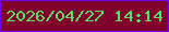 文字の大きさ：5、枠の色：7106f3、背景の色：7f002c、文字の色：59e267 無料ブログパーツのブログ時計