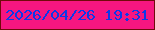 文字の大きさ：3、枠の色：71090a、背景の色：f61680、文字の色：0d39e9 無料ブログパーツのブログ時計