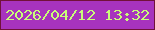 文字の大きさ：2、枠の色：71113a、背景の色：a733be、文字の色：c8fd79 無料ブログパーツのブログ時計