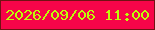 文字の大きさ：2、枠の色：711213、背景の色：f70549、文字の色：bdfd09 無料ブログパーツのブログ時計