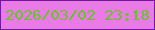 文字の大きさ：3、枠の色：7117a1、背景の色：ea7ae6、文字の色：5ec91c 無料ブログパーツのブログ時計