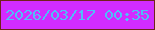 文字の大きさ：5、枠の色：71221b、背景の色：d22cff、文字の色：50bef8 無料ブログパーツのブログ時計