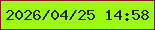 文字の大きさ：2、枠の色：712514、背景の色：9dfb11、文字の色：21290a 無料ブログパーツのブログ時計