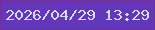 文字の大きさ：1、枠の色：712f9c、背景の色：6337ba、文字の色：d9daff 無料ブログパーツのブログ時計