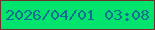 文字の大きさ：3、枠の色：71302d、背景の色：00e46e、文字の色：176d91 無料ブログパーツのブログ時計