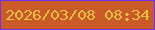文字の大きさ：1、枠の色：7131ec、背景の色：cb5a29、文字の色：e2c143 無料ブログパーツのブログ時計