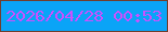 文字の大きさ：4、枠の色：713e2e、背景の色：0aa4f7、文字の色：cb50ff 無料ブログパーツのブログ時計
