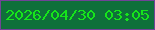 文字の大きさ：1、枠の色：714397、背景の色：0f703a、文字の色：16e51b 無料ブログパーツのブログ時計