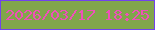文字の大きさ：5、枠の色：7143ec、背景の色：81a64b、文字の色：ef50b9 無料ブログパーツのブログ時計