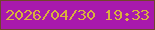 文字の大きさ：2、枠の色：71452d、背景の色：a819ad、文字の色：d9b13e 無料ブログパーツのブログ時計