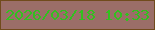 文字の大きさ：3、枠の色：714b1c、背景の色：9b6e68、文字の色：32c01f 無料ブログパーツのブログ時計