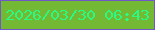 文字の大きさ：5、枠の色：7157c9、背景の色：74b934、文字の色：2bfa82 無料ブログパーツのブログ時計