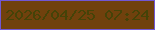 文字の大きさ：4、枠の色：7157d4、背景の色：70410d、文字の色：454308 無料ブログパーツのブログ時計