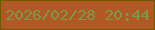 文字の大きさ：5、枠の色：715900、背景の色：b15825、文字の色：7a9a49 無料ブログパーツのブログ時計