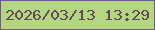 文字の大きさ：5、枠の色：715990、背景の色：b5d681、文字の色：62495a 無料ブログパーツのブログ時計