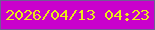文字の大きさ：2、枠の色：715d95、背景の色：c901cc、文字の色：eaea1a 無料ブログパーツのブログ時計