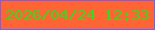 文字の大きさ：4、枠の色：7160fe、背景の色：ff6534、文字の色：3bd71a 無料ブログパーツのブログ時計